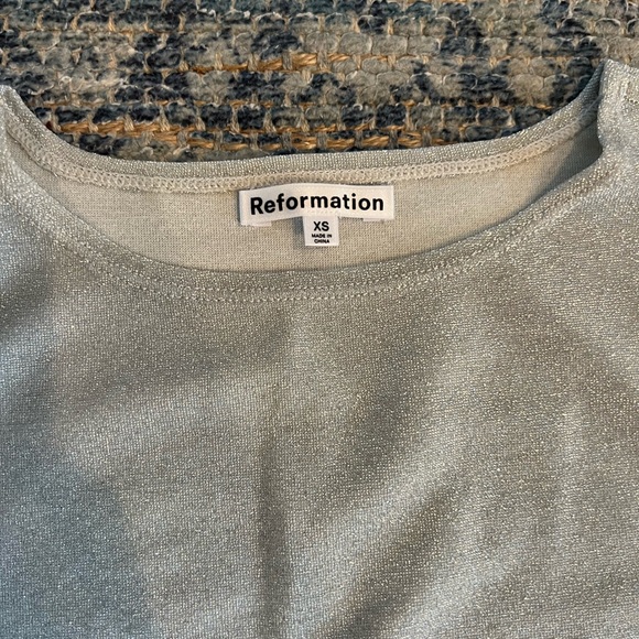 Reformation Andres Knit Two Piece Set in Silver Sparkle - Size XS NWOT - Picture 7 of 11